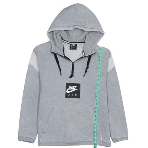 Nike Air Men's Grey 1/2 Zip Hoodie Medium Athletic Logo Fleece