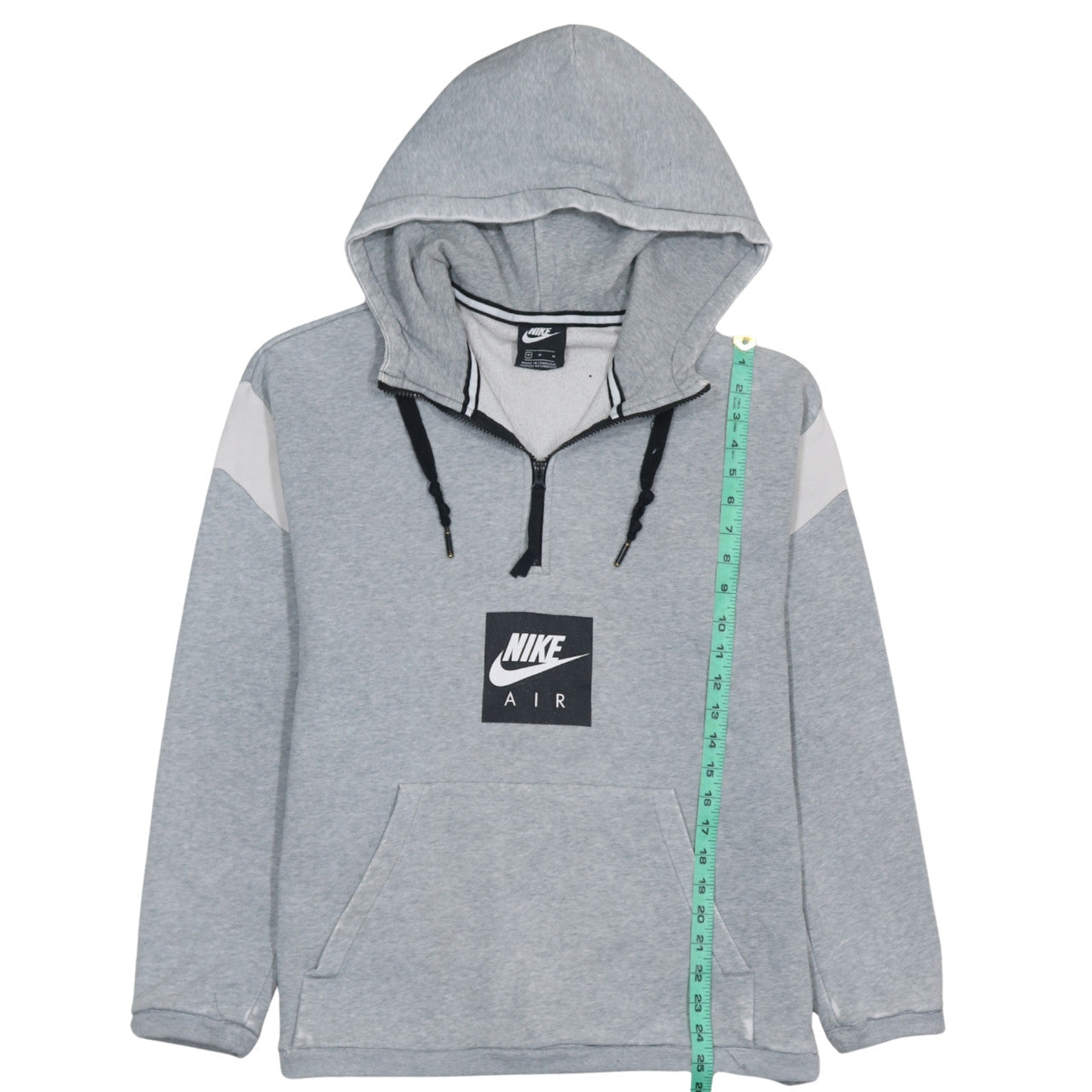 Nike Air Men's Grey 1/2 Zip Hoodie Medium Athletic Logo Fleece