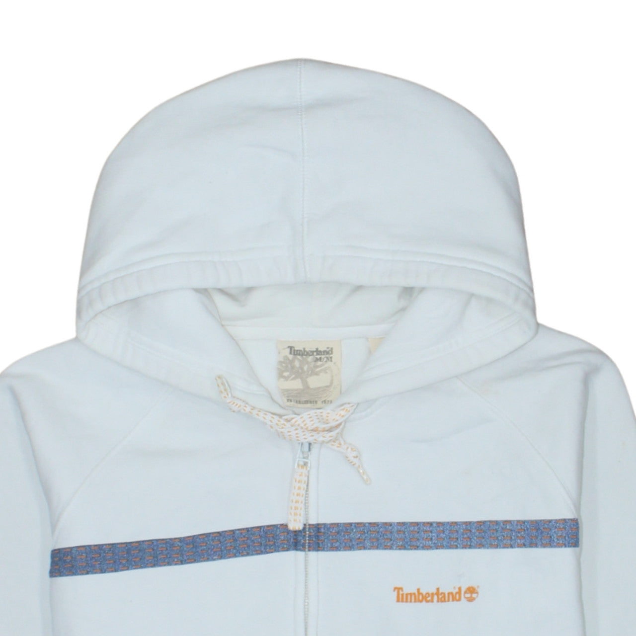 Timberland Men's White Full Zip Hoodie M Classic Logo Fleece
