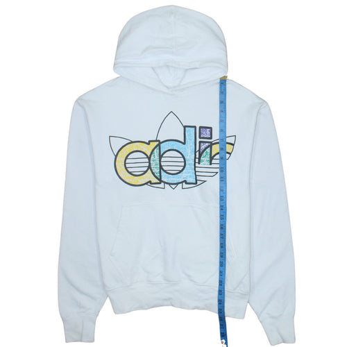 Adidas Womens White Pullover Hoodie Medium Hooded Sweatshirt with Logo Print