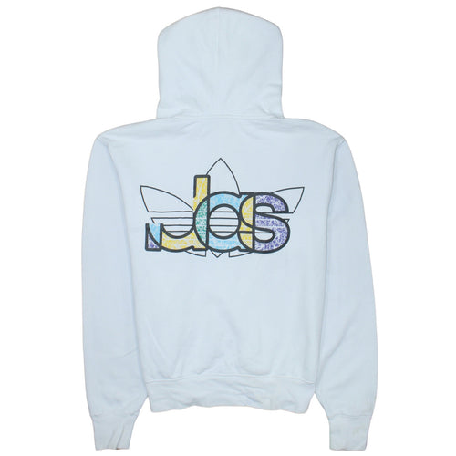 Adidas Womens White Pullover Hoodie Medium Hooded Sweatshirt with Logo Print