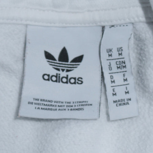 Adidas Womens White Pullover Hoodie Medium Hooded Sweatshirt with Logo Print