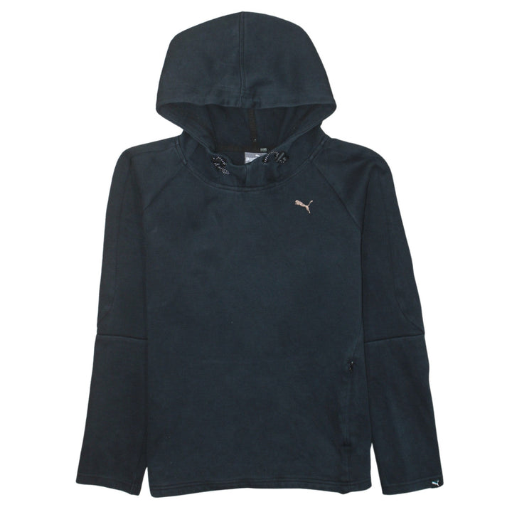 PUMA Women Black Pullover Hoodie Size 12 Medium Hooded Sweatshirt