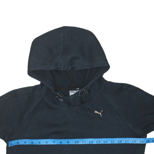 PUMA Women Black Pullover Hoodie Size 12 Medium Hooded Sweatshirt