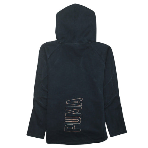 PUMA Women Black Pullover Hoodie Size 12 Medium Hooded Sweatshirt