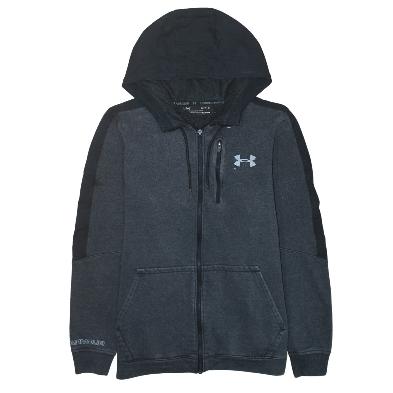 Under Armour Men's Grey Full Zip Hoodie Size S Relaxed Fit Fleece