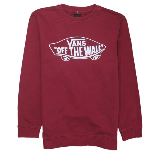 Vans Women’s Red Sweatshirt XL Cotton Crew Neck Pullover Logo Print