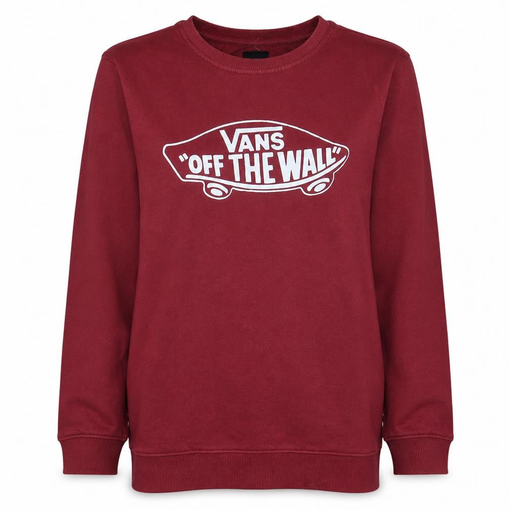Front view of Vans Women’s Red Sweatshirt XL Cotton Crew Neck Pullover Logo Print