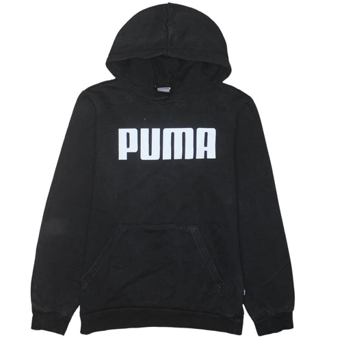 Puma Boys Black Pullover Hoodie 13-14 Years Casual Cotton Blend Logo