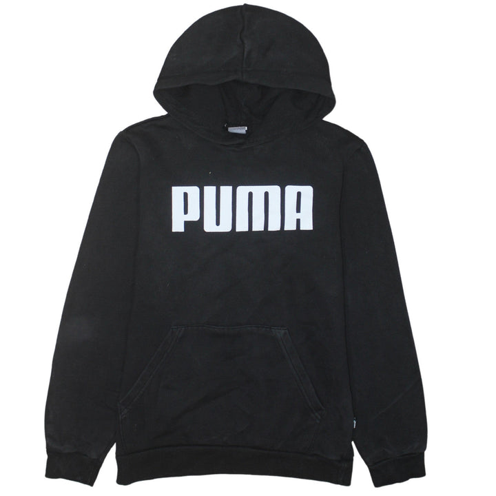 Puma Boys Black Pullover Hoodie 13-14 Years Casual Cotton Blend Logo