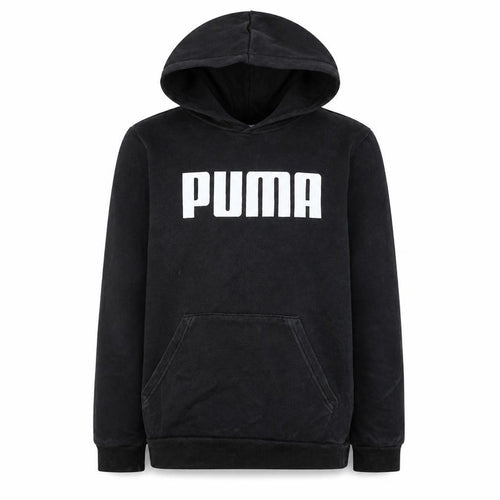 Puma Boys Black Pullover Hoodie 13-14 Years Casual Cotton Blend Logo