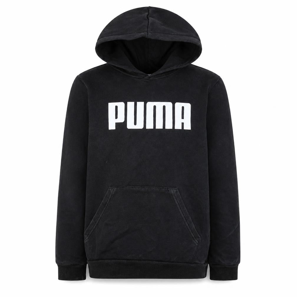 Puma Boys Black Pullover Hoodie 13-14 Years Casual Cotton Blend Logo