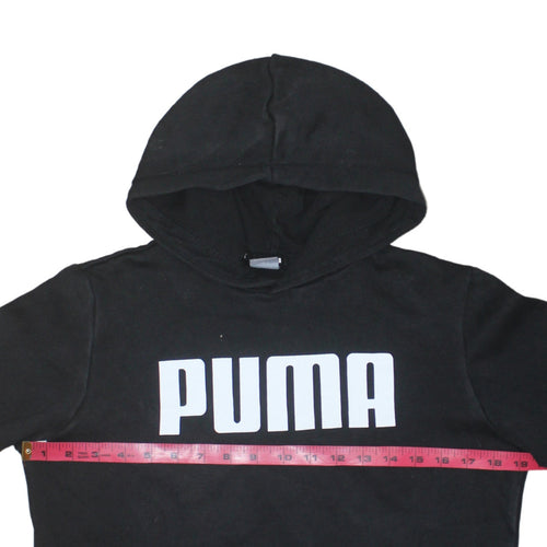 Puma Boys Black Pullover Hoodie 13-14 Years Casual Cotton Blend Logo