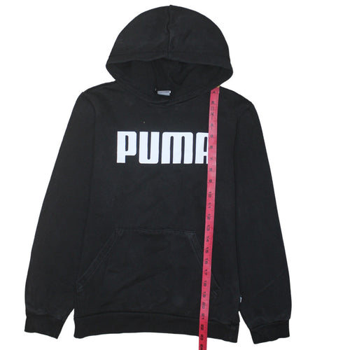 Puma Boys Black Pullover Hoodie 13-14 Years Casual Cotton Blend Logo