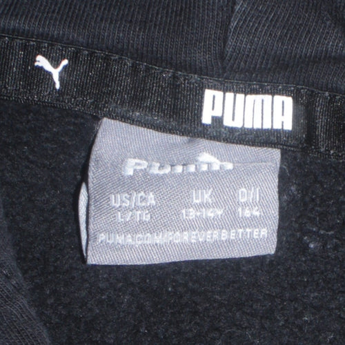 Puma Boys Black Pullover Hoodie 13-14 Years Casual Cotton Blend Logo