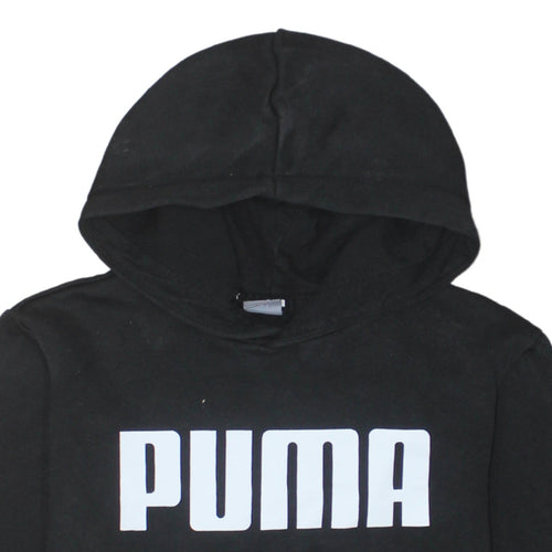 Puma Boys Black Pullover Hoodie 13-14 Years Casual Cotton Blend Logo