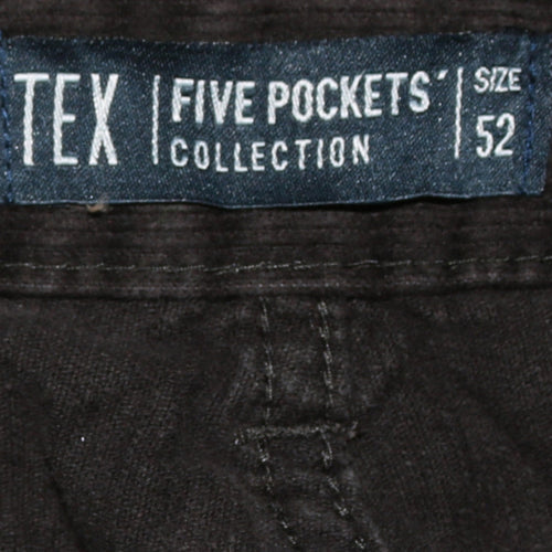 TEX Men Brown Corduroy Five Pocket Trousers Size 52 Regular Fit