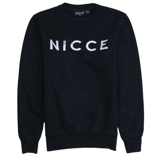 Nicce Mens Black XS Logo Crew Neck Pullover Sweatshirt