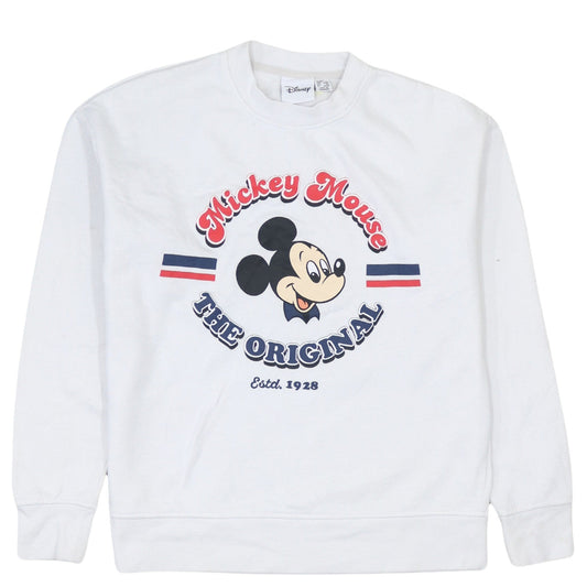 Disney Women White Mickey Mouse Pullover Sweatshirt 2XS