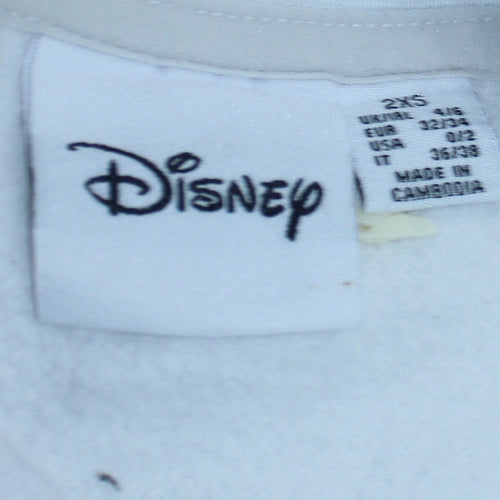 Disney Women White Mickey Mouse Pullover Sweatshirt 2XS