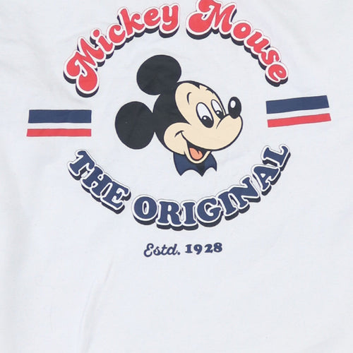 Disney Women White Mickey Mouse Pullover Sweatshirt 2XS
