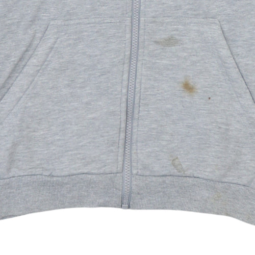 Adidas Boys Grey & Navy Full Zip Hoodie 11-12 Years Cotton Blend Sportswear