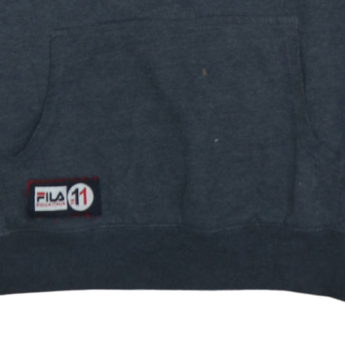 Fila Men's Grey Pullover Hoodie M Hooded Sweatshirt with Logo