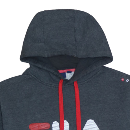 Fila Men's Grey Pullover Hoodie M Hooded Sweatshirt with Logo