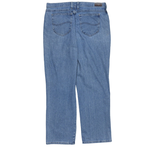 Lee Women's Blue Relaxed Straight Leg High Rise Jeans Size 14