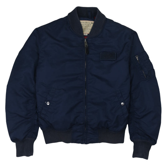 Alpha Industries Men's Navy Bomber Jacket Large Nylon Lined Classic Style