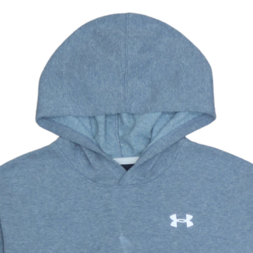 Under Armour Boys Blue Colourblock Pullover Hoodie YXL ColdGear