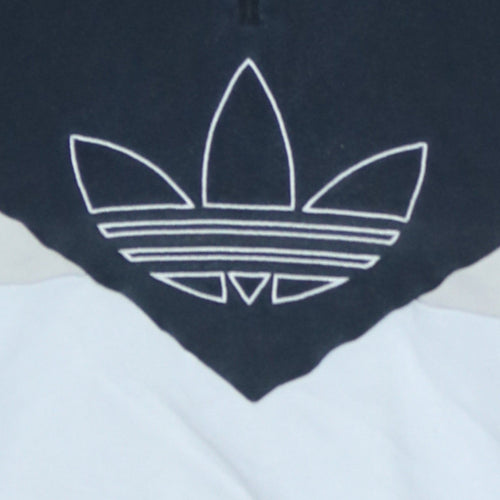 Adidas Womens Black & White Colourblock Hoodie UK 8 1/2 Zip Trefoil Logo