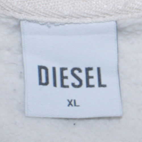Diesel Women White XL Pullover Hoodie Cotton Leisure Club Sweatshirt
