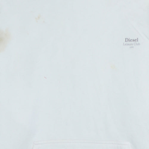 Diesel Women White XL Pullover Hoodie Cotton Leisure Club Sweatshirt