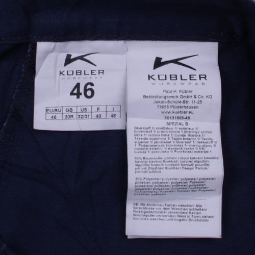 Kübler Men's Blue Cargo Workwear Trousers 32R Cotton Blend