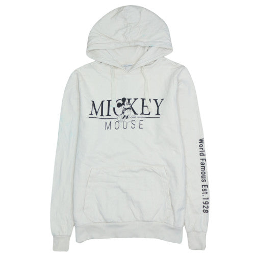 Disney Women White Pullover Hoodie Mickey Mouse Graphic Print M