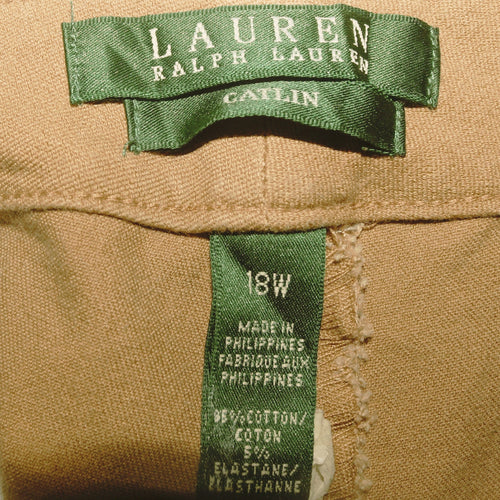 Ralph Lauren Women Beige Chino Straight Leg Plus Size 18W Trousers