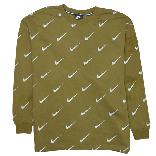 Nike Women’s Green Crew Neck Logo Print Sweatshirt XL