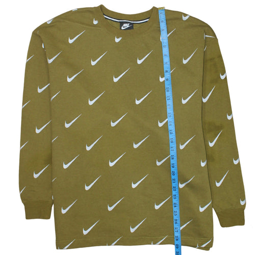 Nike Women’s Green Crew Neck Logo Print Sweatshirt XL