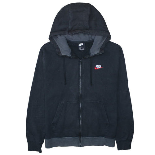 Nike Men's Black Full Zip Hoodie M Embroidered Logo Fleece