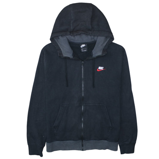 Nike Men's Black Full Zip Hoodie M Embroidered Logo Fleece