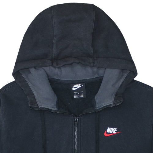 Nike Men's Black Full Zip Hoodie M Embroidered Logo Fleece