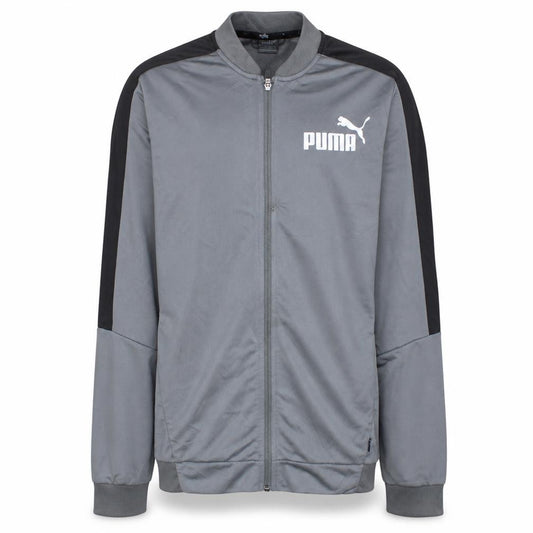 Front view of Puma boys’ grey full zip sweatshirt 15-16 years regular fit sports jacket