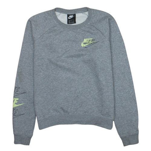Nike Womens Grey Small Crew Neck Logo Pullover Sweatshirt