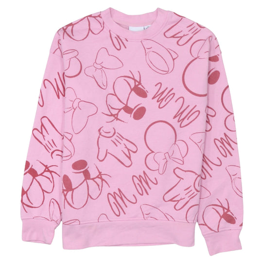 Disney Pink Minnie Mouse Print Sweatshirt Women 2XS Pullover