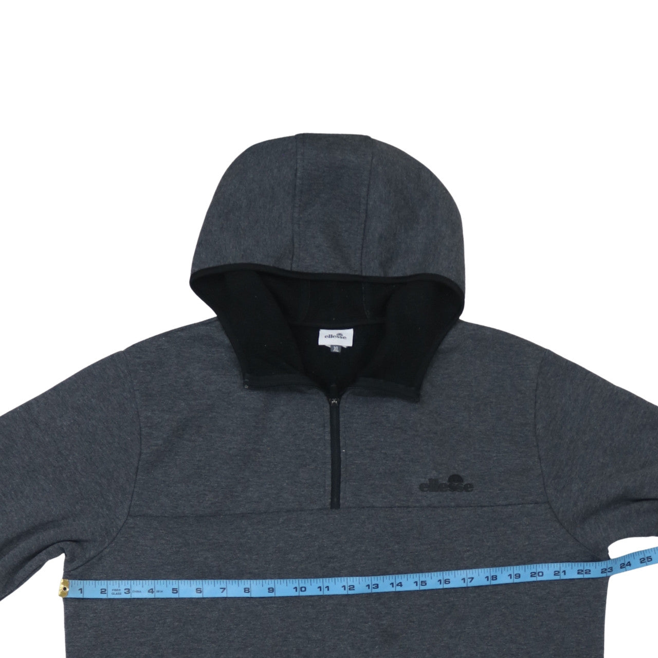 Ellesse Men's Grey XL Pullover Hoodie 1/2 Zip Fleece Sweatshirt