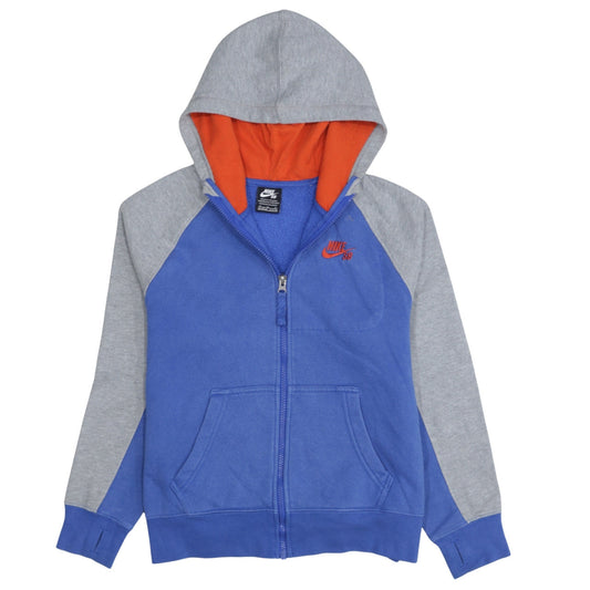 Nike SB Boys Blue Grey Full Zip Hoodie 10-12 Years Cotton Blend