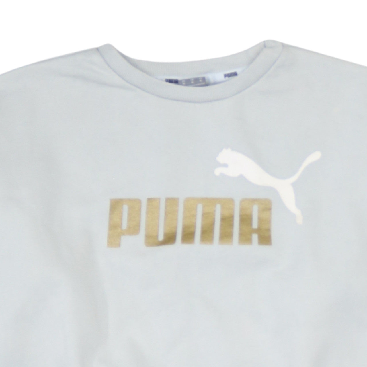 Puma Women White Crew Neck Logo Sweatshirt M Relaxed Fit