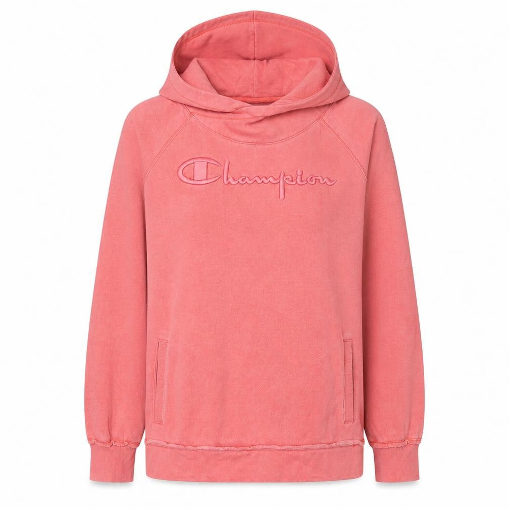 Front view of Champion Women's Pink Pullover Hoodie Small Heritage Fit Sweatshirt