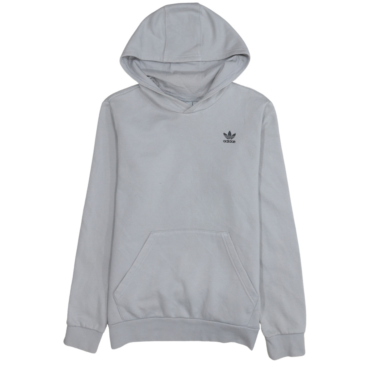 Adidas Boys Grey Pullover Hoodie Classic Crew Neck Long Sleeve Fleece